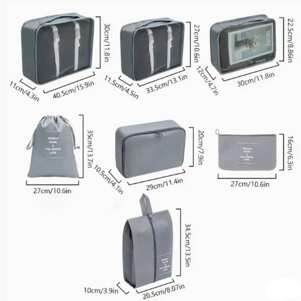 New! Packing Cubes, Travel Luggage Organizers Set with Toiletry Bag (7pcs) - Picture 7 of 7